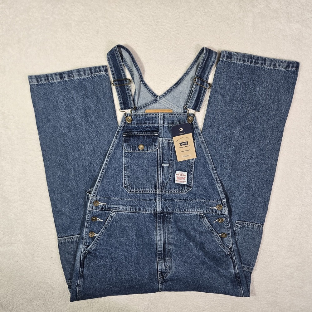 $120 Levis Workwear Loose Overalls Mens Size Small Denim Cotton Blue S - Picture 1 of 9